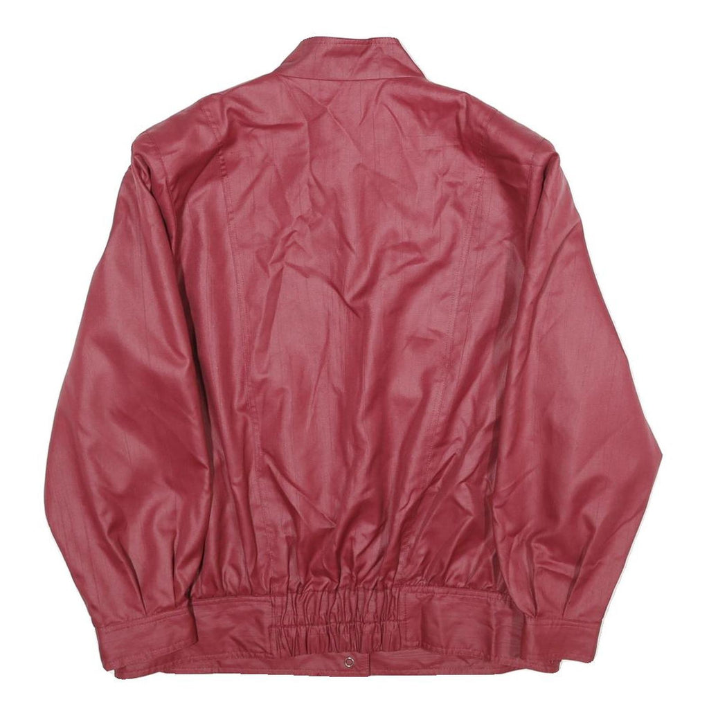 Womens Red Button Jacket M Plain Classic Fit Stand-Up Collar Stylish Outerwear