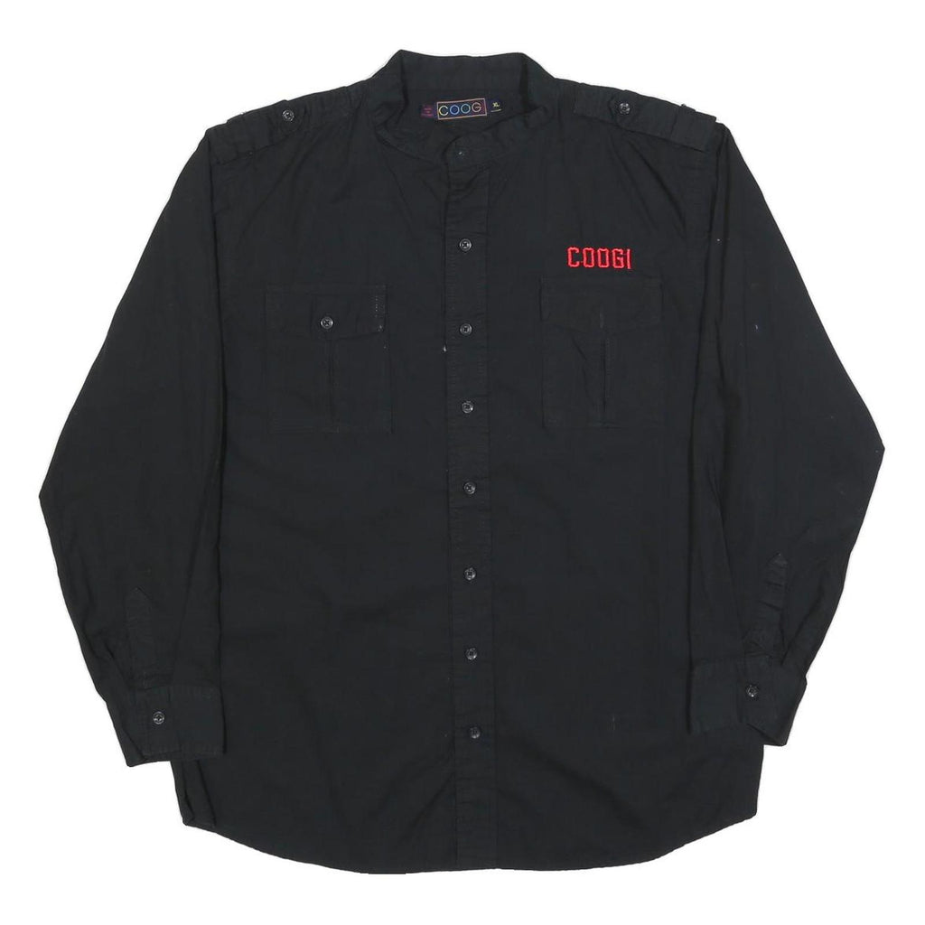 COOGI Mens Black & Red Logo Cotton Blend Shirt XL Button Front Long Sleeve