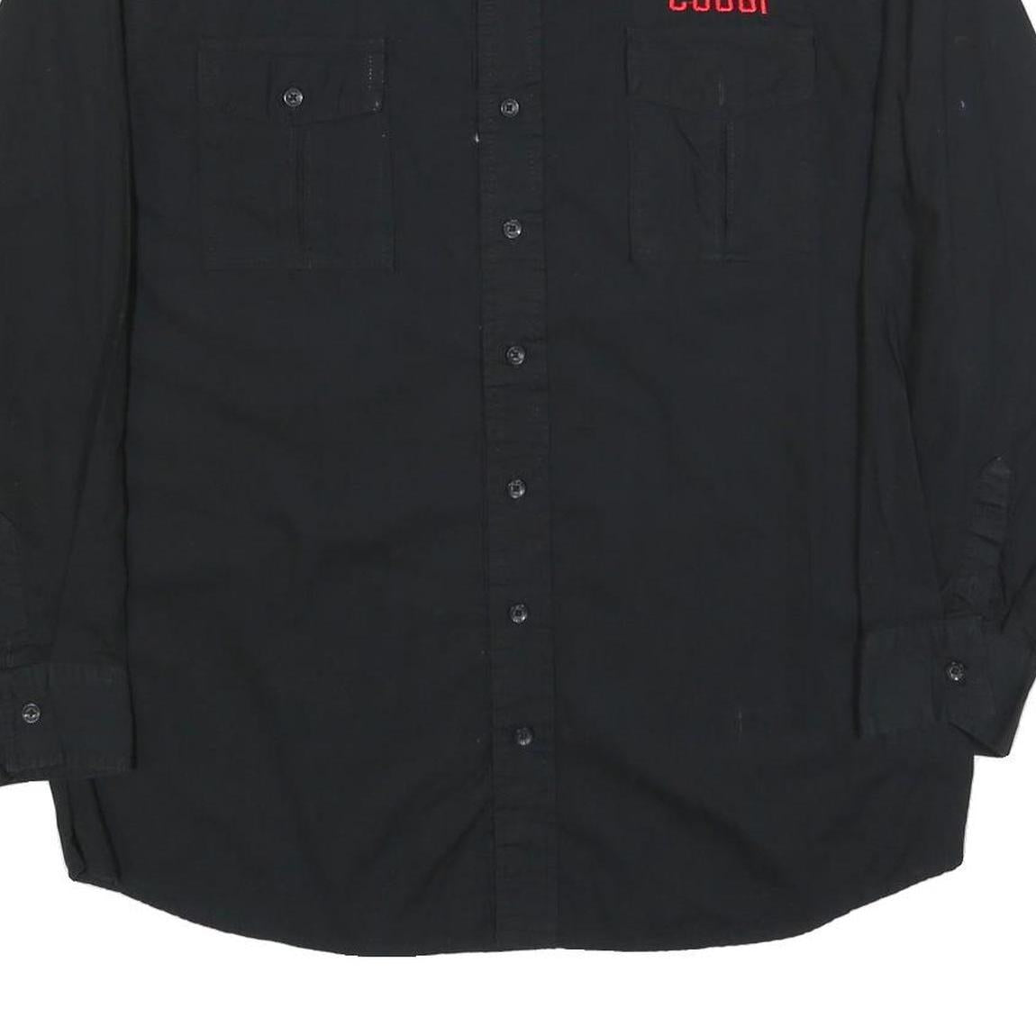 COOGI Mens Black & Red Logo Cotton Blend Shirt XL Button Front Long Sleeve