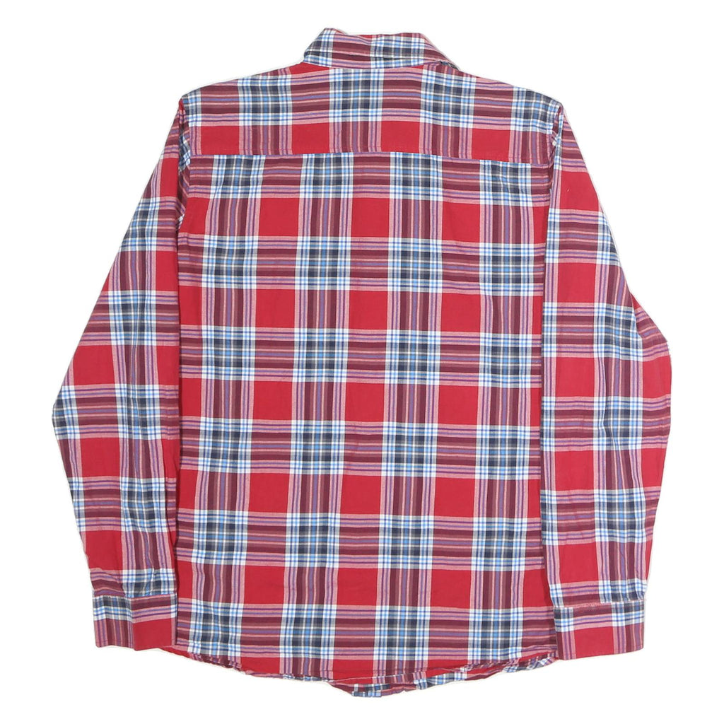 BIG STAR Mens Red & Blue Check Shirt M Cotton Long Sleeve Casual
