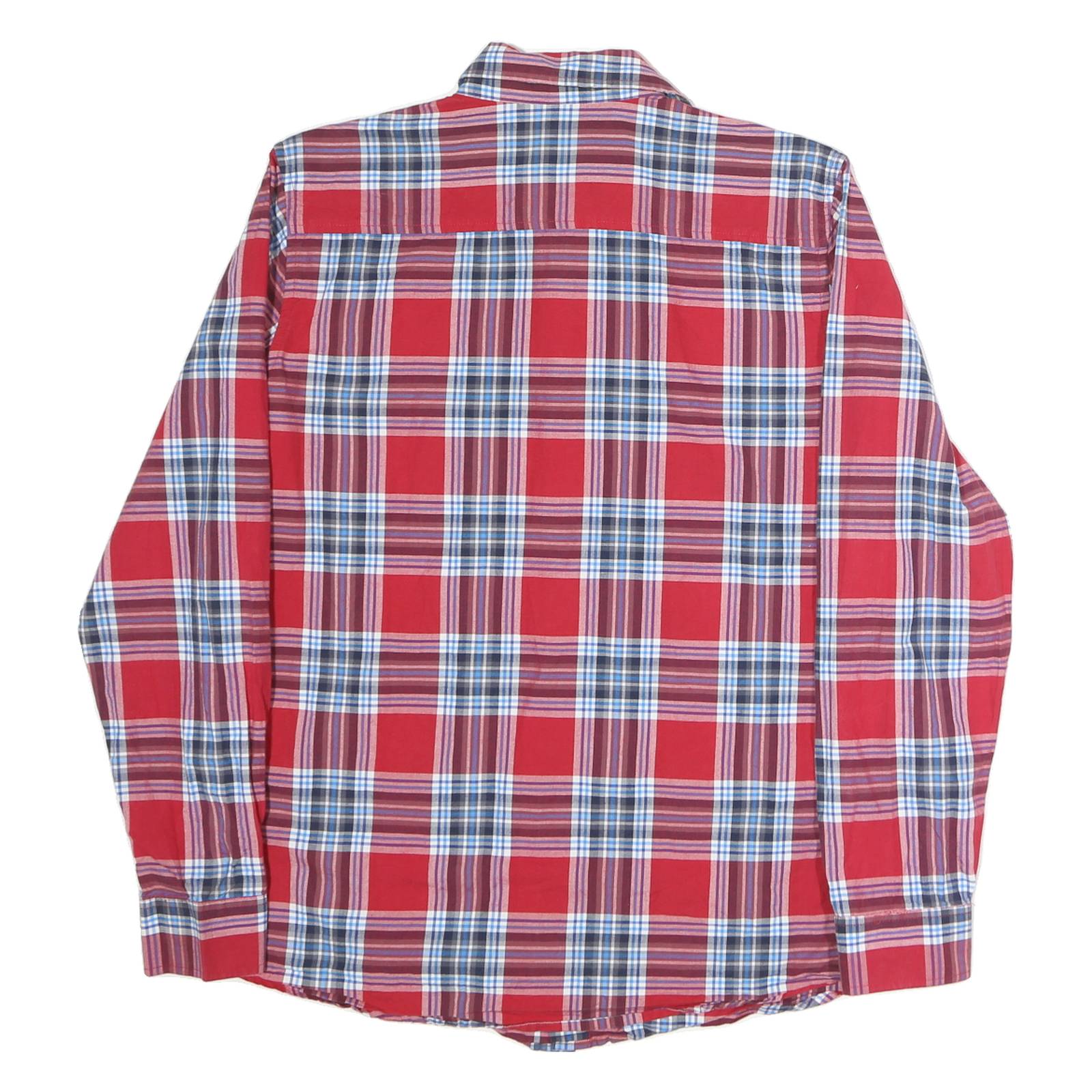 BIG STAR Mens Red & Blue Check Shirt M Cotton Long Sleeve Casual