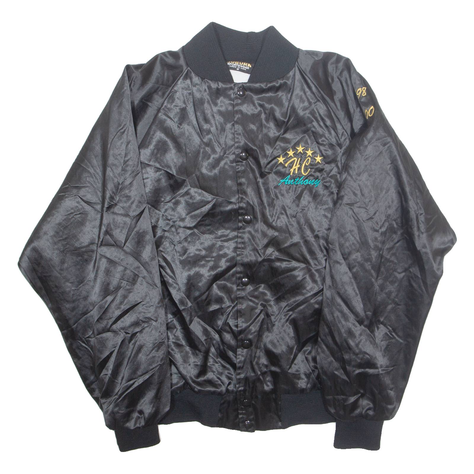 AUBURN Mens Varsity Jacket Black Nylon USA M