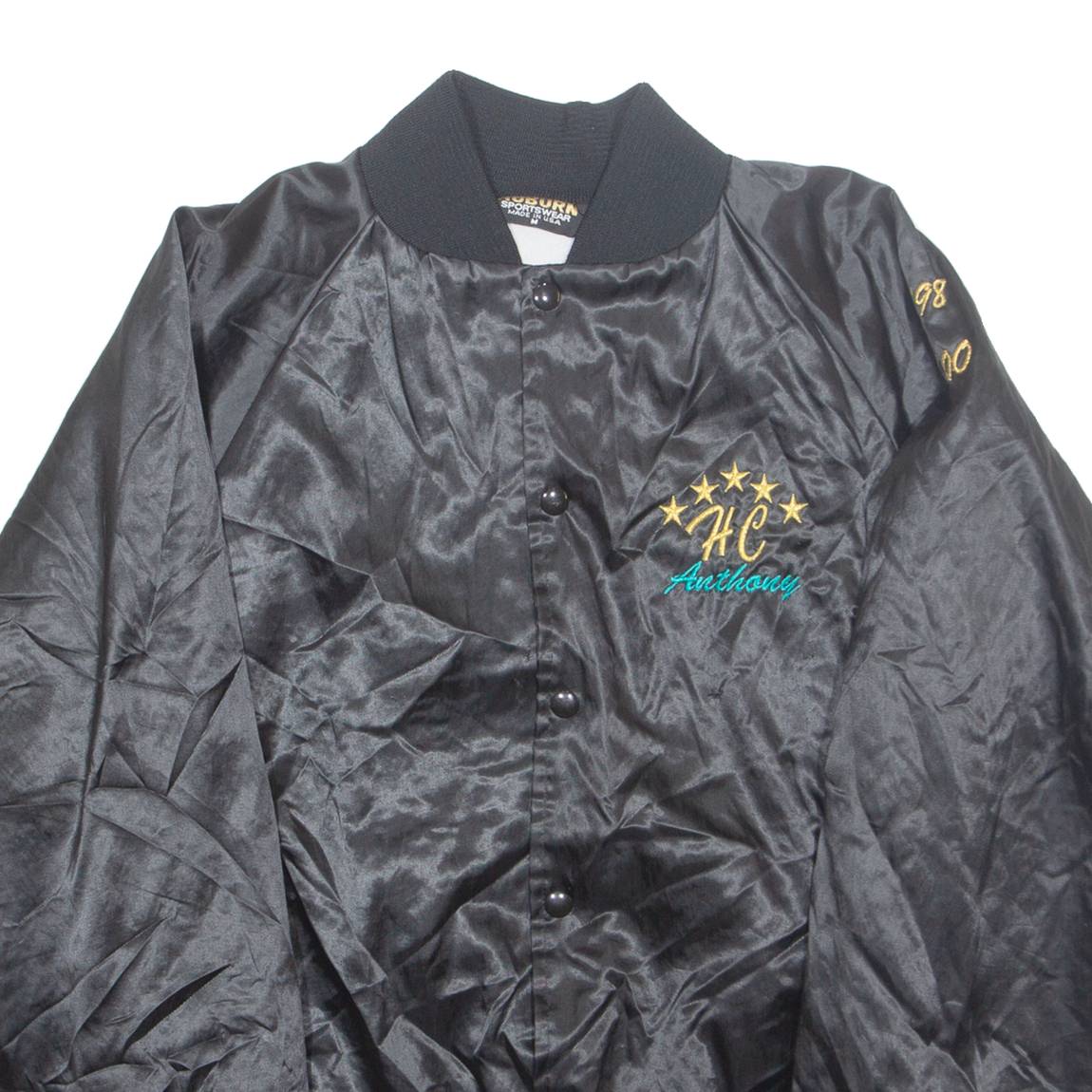 AUBURN Mens Varsity Jacket Black Nylon USA M