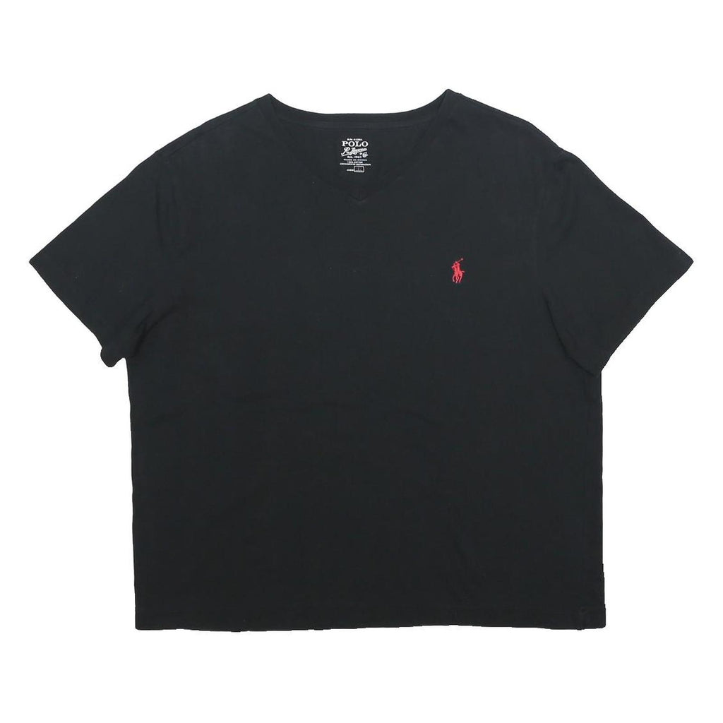 POLO RALPH LAUREN Womens Black V-Neck T-Shirt L Cotton Classic Casual