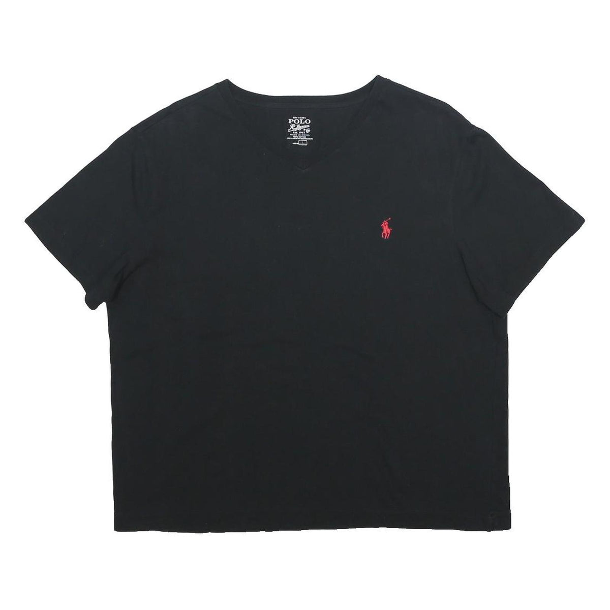 POLO RALPH LAUREN Womens Black V-Neck T-Shirt L Cotton Classic Casual
