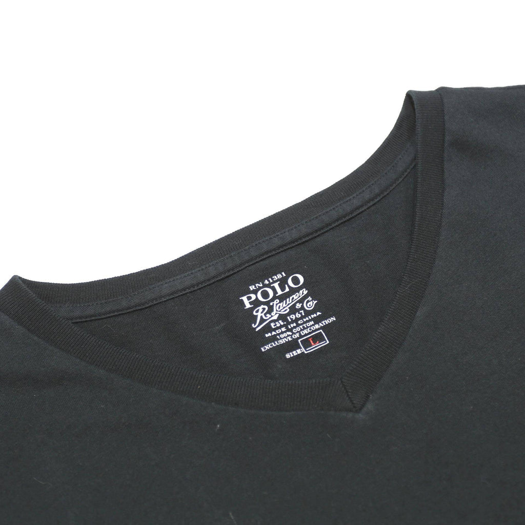 POLO RALPH LAUREN Womens Black V-Neck T-Shirt L Cotton Classic Casual