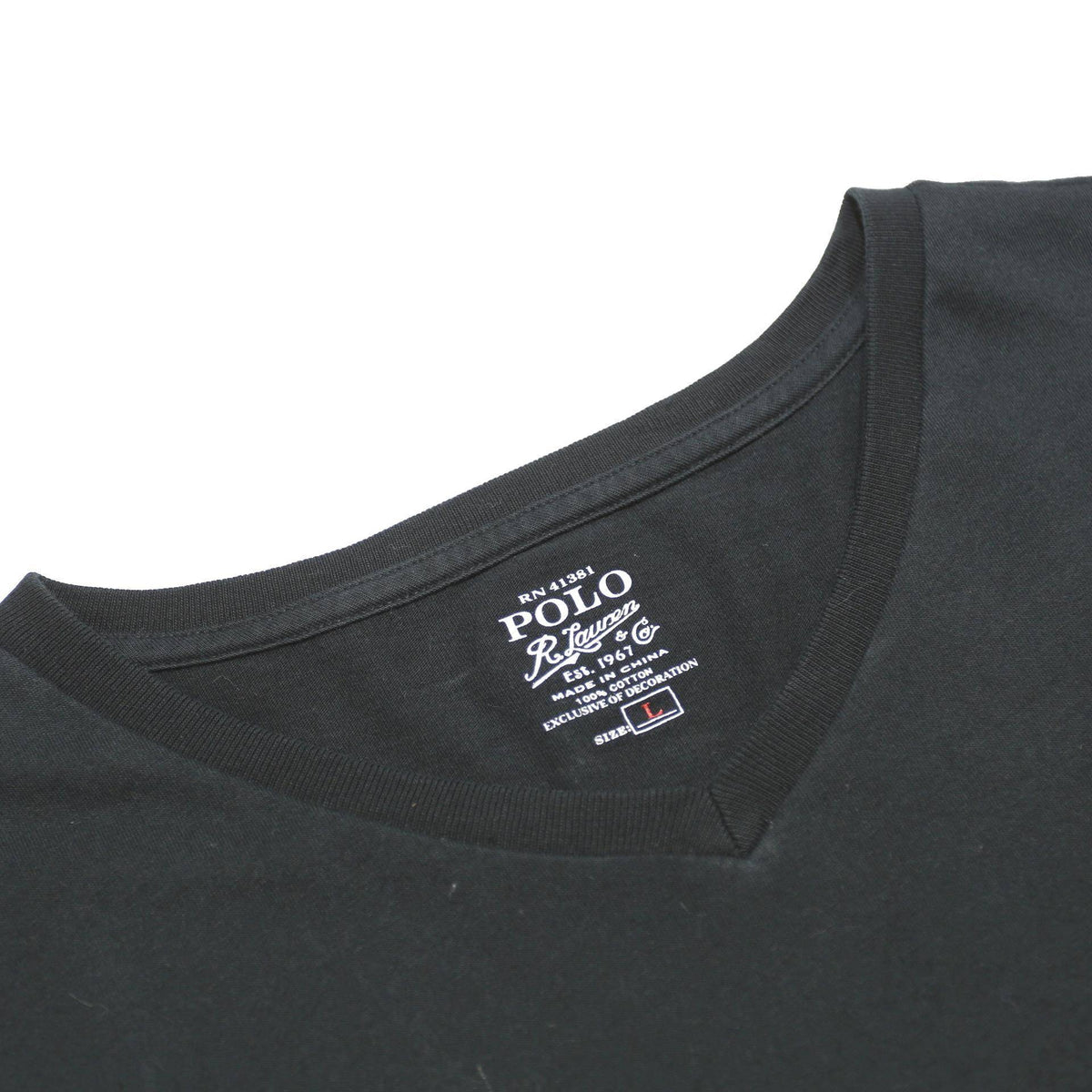 POLO RALPH LAUREN Womens Black V-Neck T-Shirt L Cotton Classic Casual