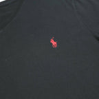 POLO RALPH LAUREN Womens Black V-Neck T-Shirt L Cotton Classic Casual