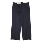 TOP MAN Mens Wool Blend Navy Regular Straight Trousers W31 L26 Pinstripe Zip