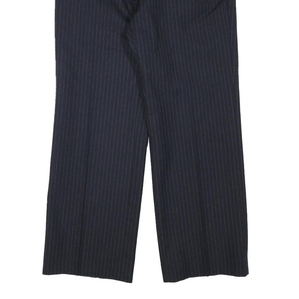 TOP MAN Mens Wool Blend Navy Regular Straight Trousers W31 L26 Pinstripe Zip