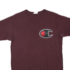 CHAMPION Mens Maroon Cotton Blend Graphic T-Shirt L Short Sleeve Crew Neck Logo