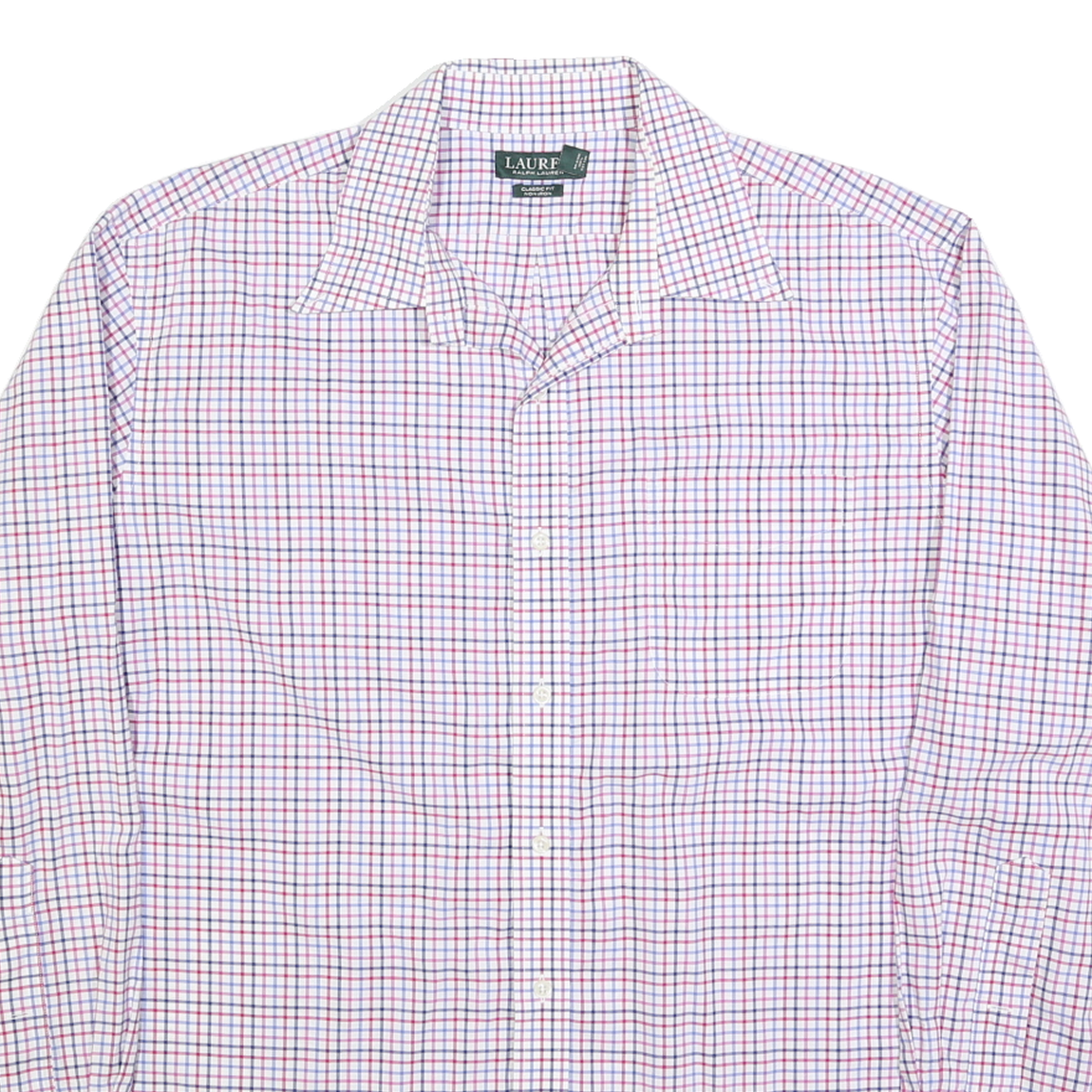 LAUREN RALPH LAUREN Mens White Red Blue Check Shirt XL Classic Fit Cotton Blend