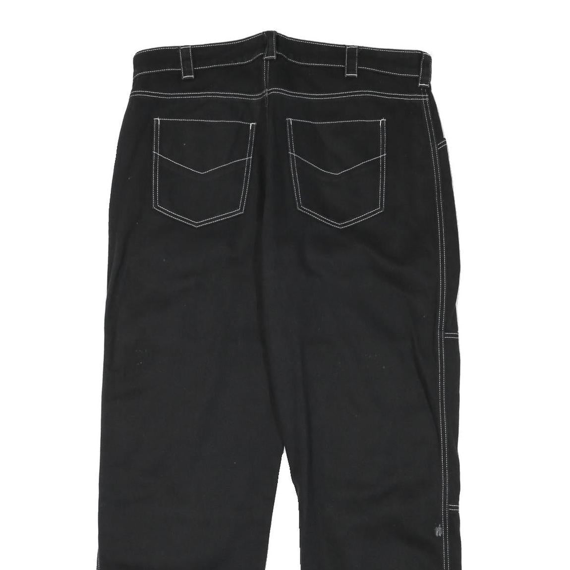 CHAMPION Mens Jeans Black Regular Straight Denim W35 L29 Workwear Design