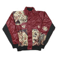 Mens Burgundy & Black Abstract Pattern Zip Jacket L Polyester Blend Casual Cool