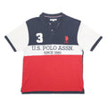 U.S. POLO ASSN Mens Navy White & Red Cotton Blend Polo Shirt XL Logo 3 Number