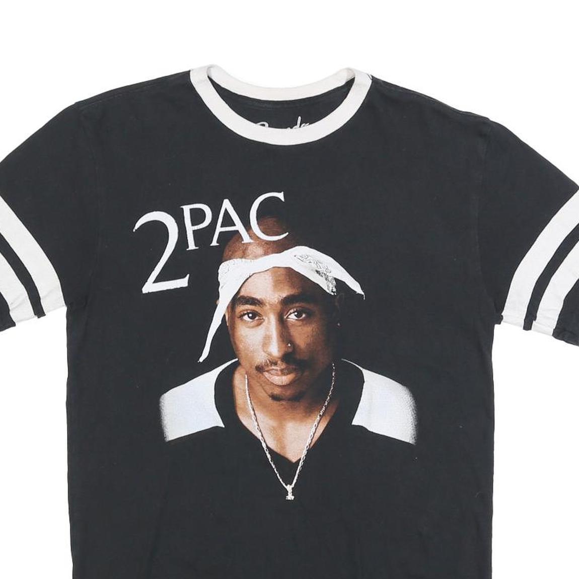 BRAVADO Mens Black And White 2Pac Graphic T-Shirt S Short Sleeve Crew Neck Retro