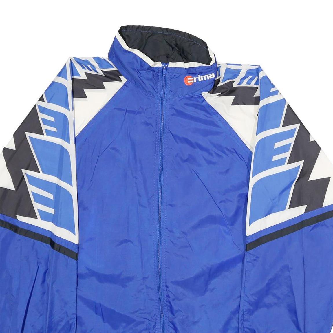 ERIMA Mens Blue White Black Nylon Zip Jacket M Athletic Colourblock Casual
