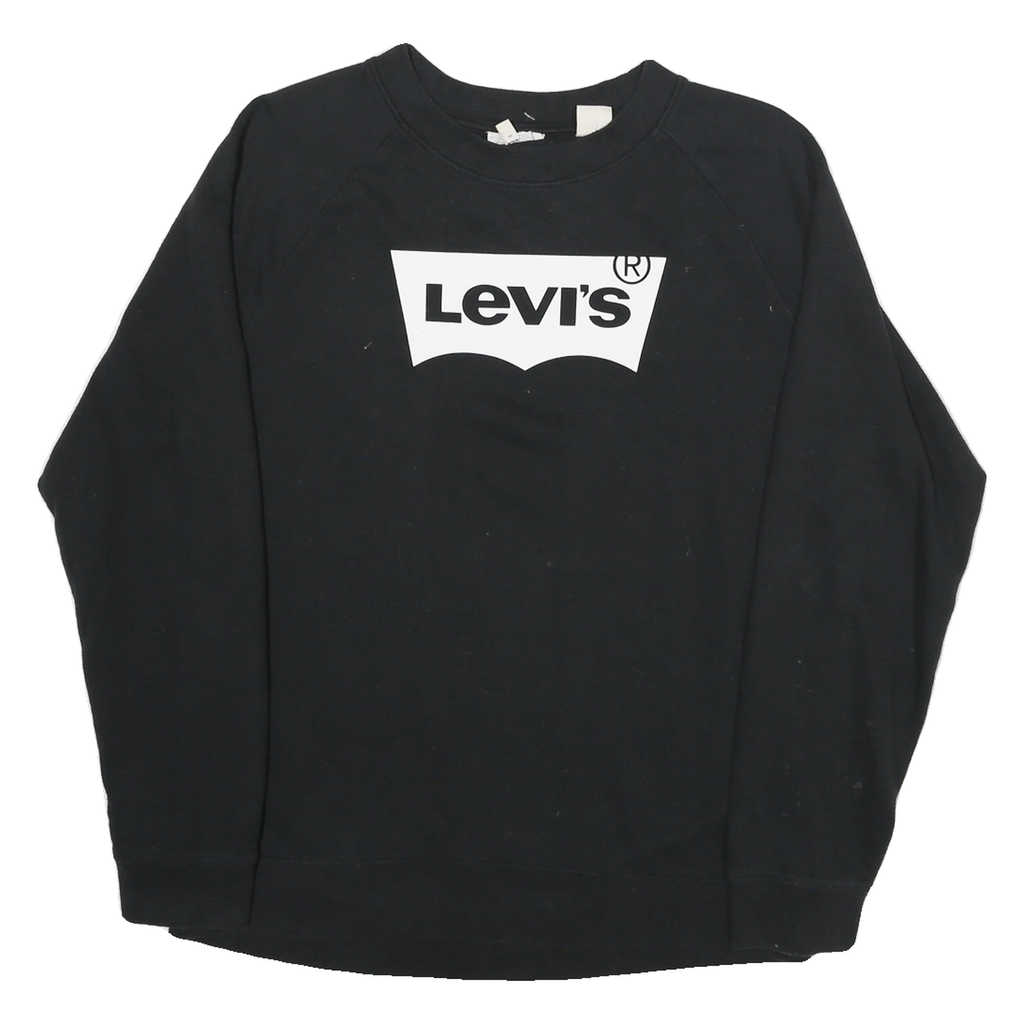 LEVI'S Mens Black Sweatshirt Crew Neck S Cotton Blend Logo Pullover Casual