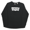 LEVI'S Mens Black Sweatshirt Crew Neck S Cotton Blend Logo Pullover Casual
