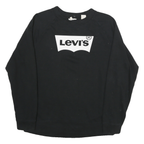 LEVI'S Mens Black Sweatshirt Crew Neck S Cotton Blend Logo Pullover Casual