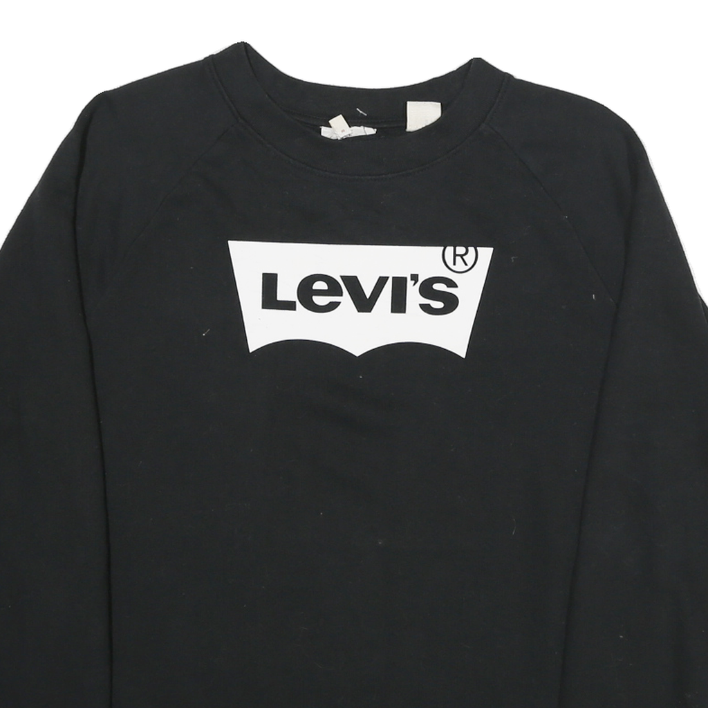 LEVI'S Mens Black Sweatshirt Crew Neck S Cotton Blend Logo Pullover Casual