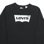 LEVI'S Mens Black Sweatshirt Crew Neck S Cotton Blend Logo Pullover Casual