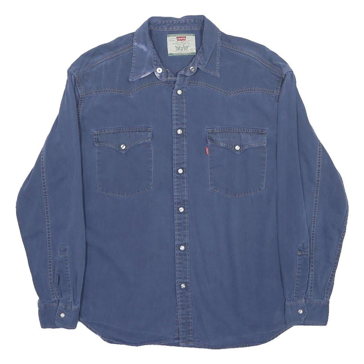 LEVI'S Mens Blue Casual Cotton Blend Shirt L Button Front Pockets