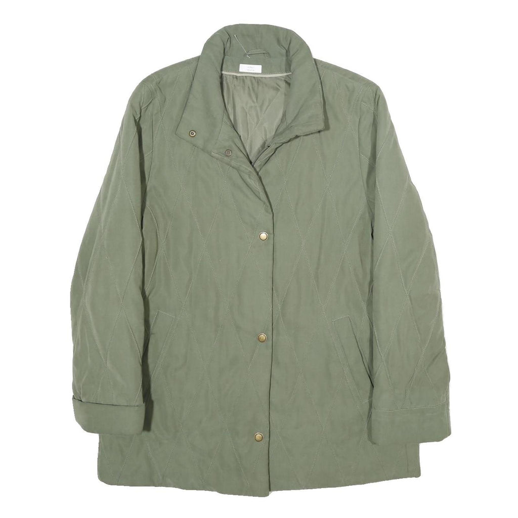 ERSTMUSTER Womens Green Quilted Jacket UK 12 Zip Closure Classic Fit