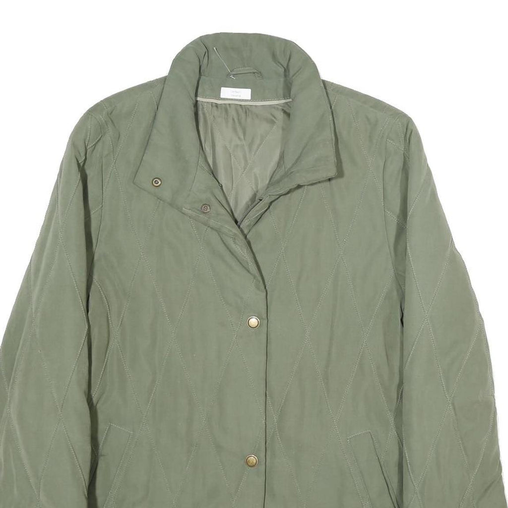 ERSTMUSTER Womens Green Quilted Jacket UK 12 Zip Closure Classic Fit