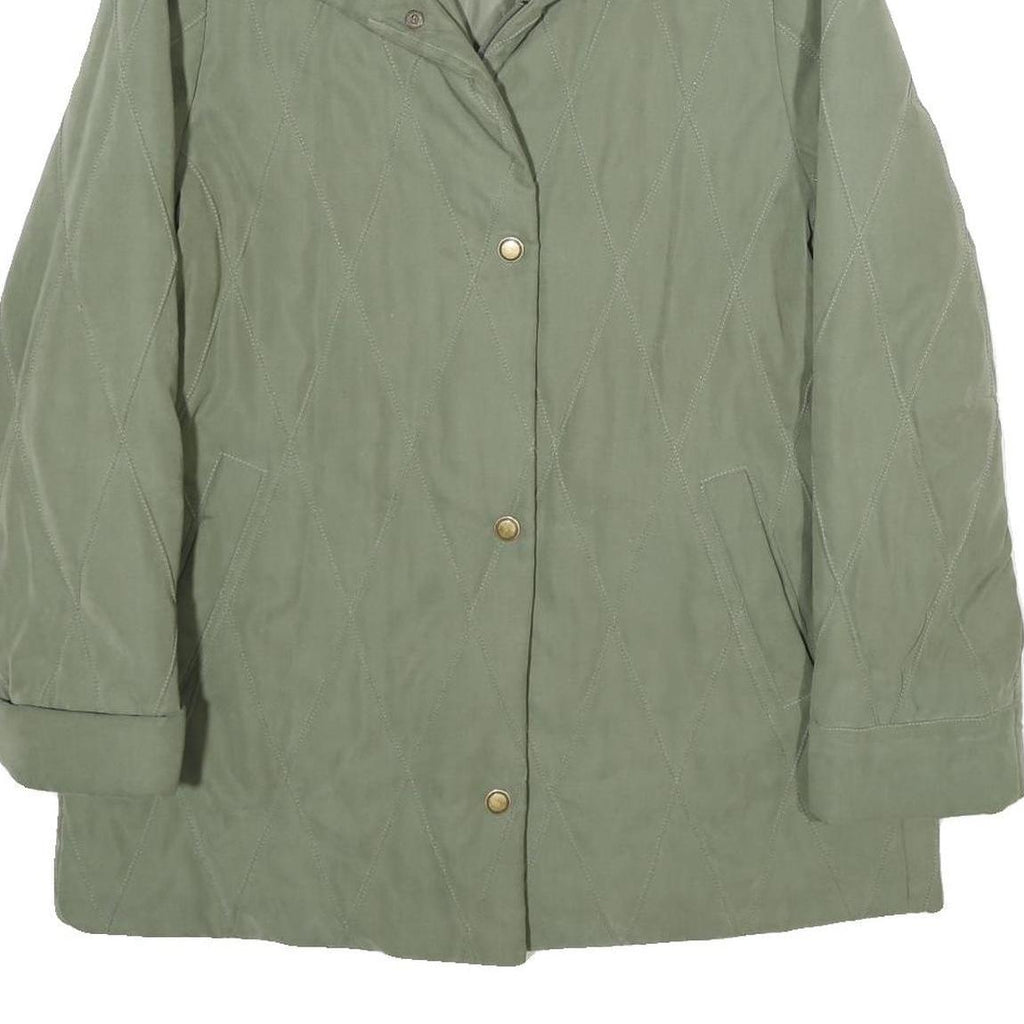 ERSTMUSTER Womens Green Quilted Jacket UK 12 Zip Closure Classic Fit