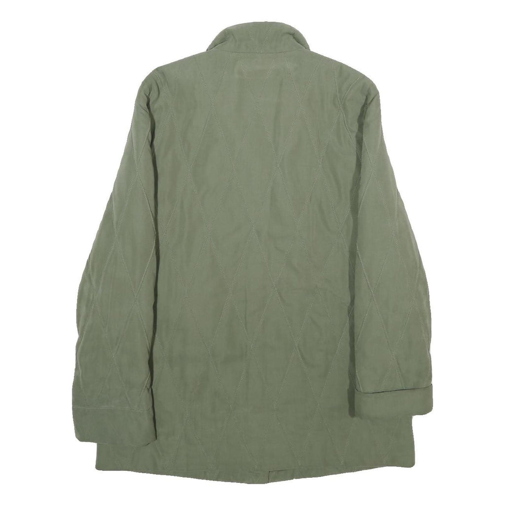 ERSTMUSTER Womens Green Quilted Jacket UK 12 Zip Closure Classic Fit