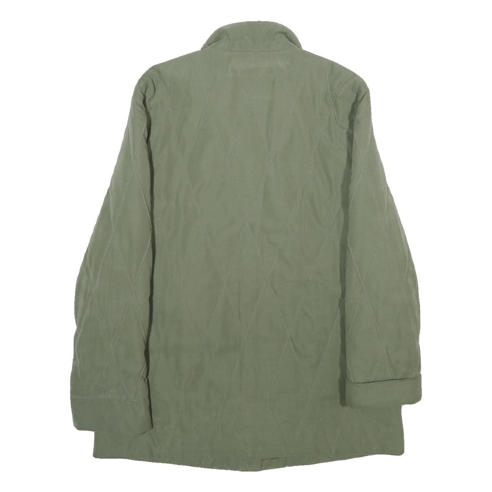 ERSTMUSTER Womens Green Quilted Jacket UK 12 Zip Closure Classic Fit