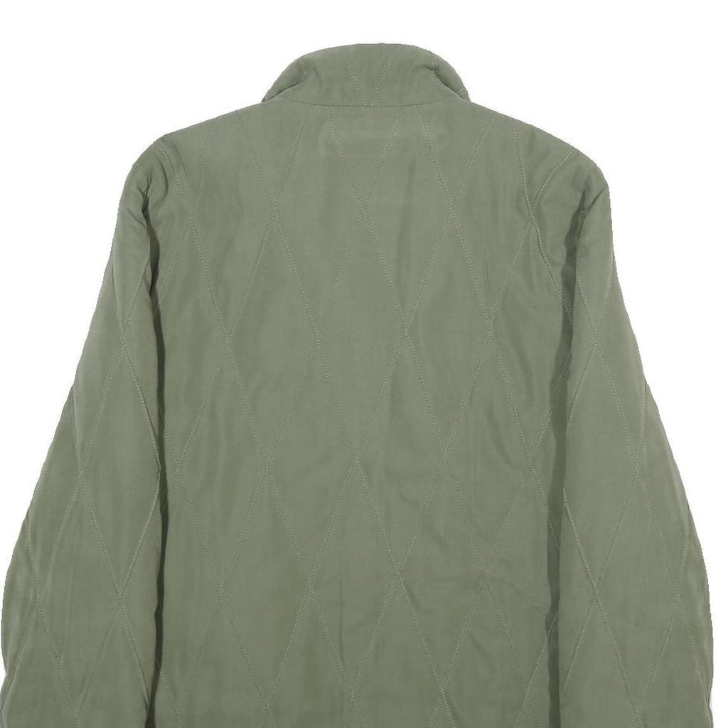 ERSTMUSTER Womens Green Quilted Jacket UK 12 Zip Closure Classic Fit