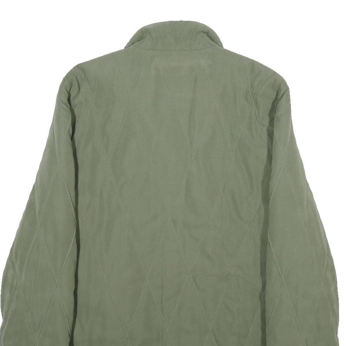 ERSTMUSTER Womens Green Quilted Jacket UK 12 Zip Closure Classic Fit