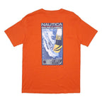 NAUTICA Mens Orange Sailing Classics Graphic T-Shirt L Short Sleeve Crew Neck