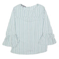 LAURA ASHLEY Womens Blue & White Striped Blouse 3/4 Sleeve Round Neck UK 20
