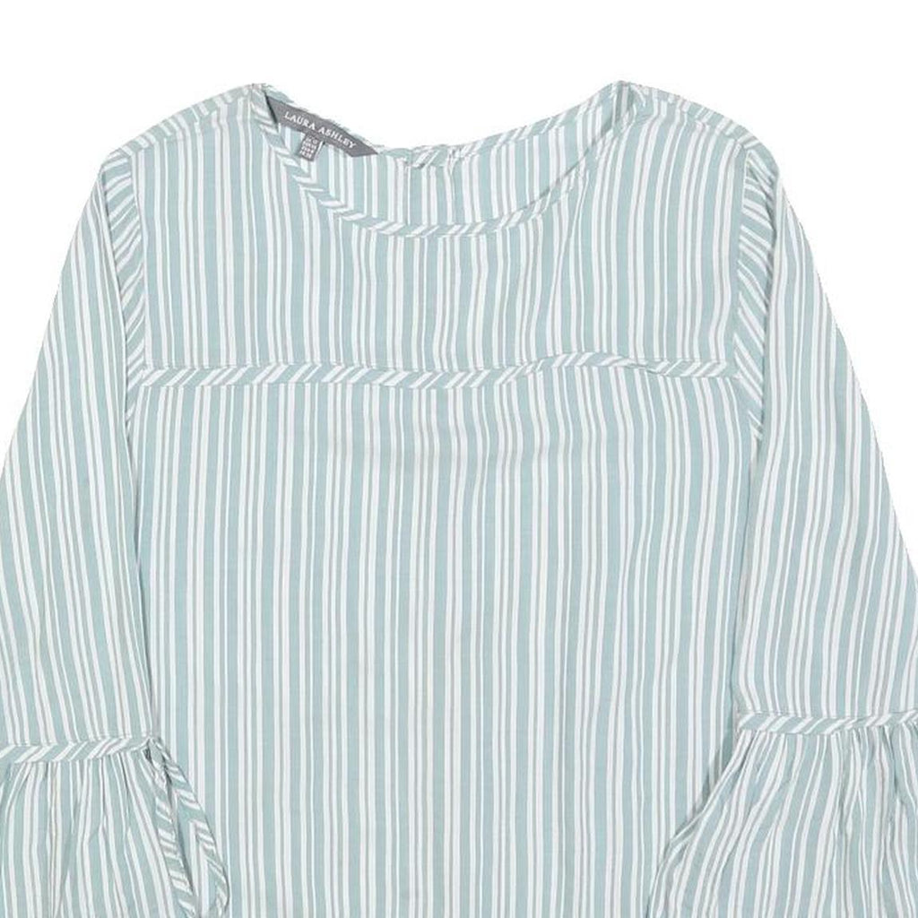 LAURA ASHLEY Womens Blue & White Striped Blouse 3/4 Sleeve Round Neck UK 20