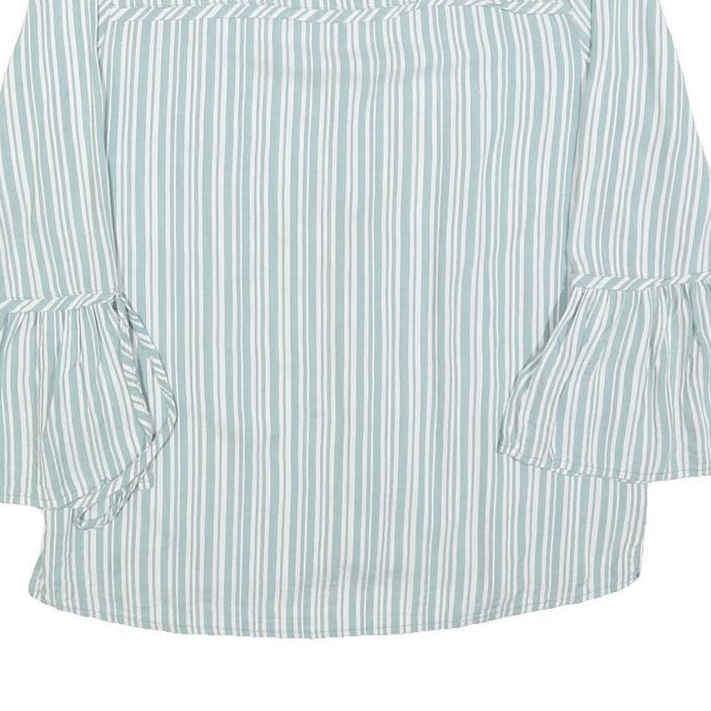 LAURA ASHLEY Womens Blue & White Striped Blouse 3/4 Sleeve Round Neck UK 20