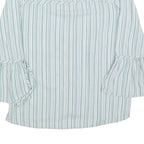LAURA ASHLEY Womens Blue & White Striped Blouse 3/4 Sleeve Round Neck UK 20