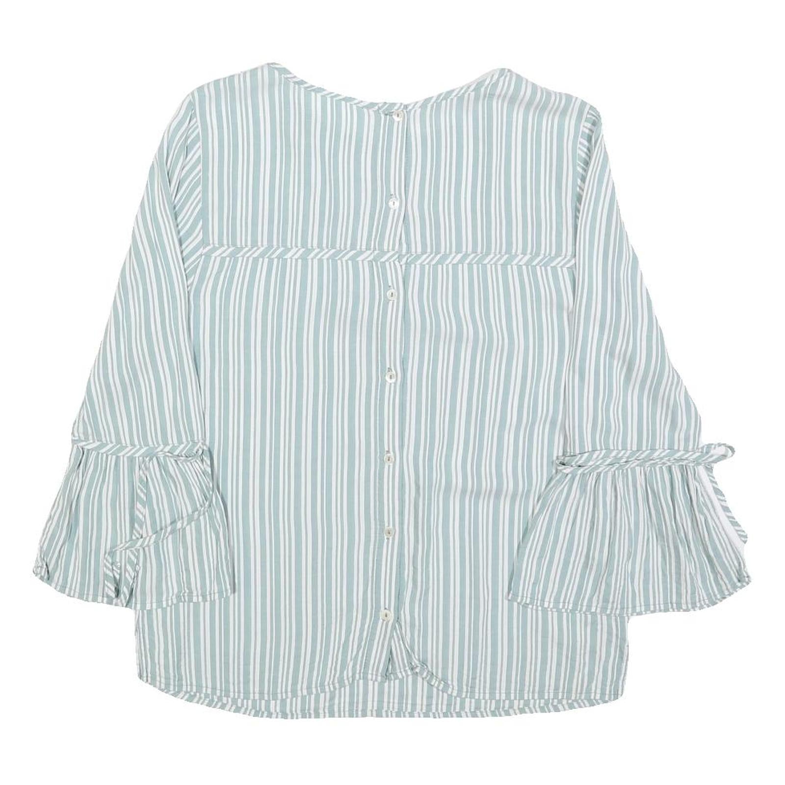 LAURA ASHLEY Womens Blue & White Striped Blouse 3/4 Sleeve Round Neck UK 20