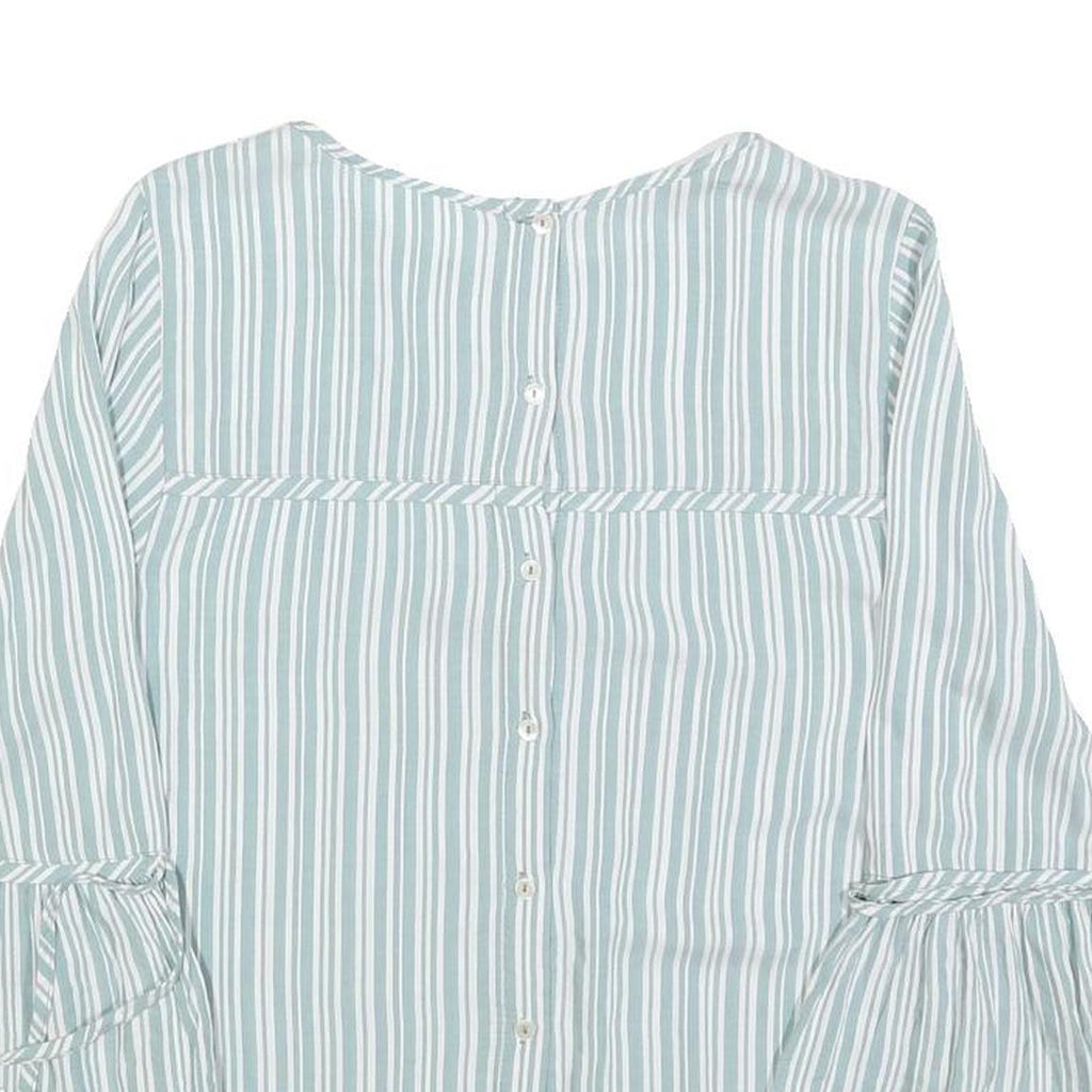 LAURA ASHLEY Womens Blue & White Striped Blouse 3/4 Sleeve Round Neck UK 20