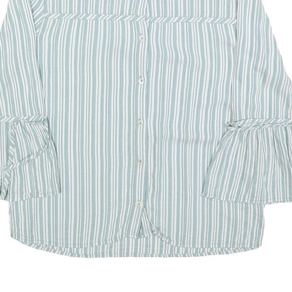 LAURA ASHLEY Womens Blue & White Striped Blouse 3/4 Sleeve Round Neck UK 20