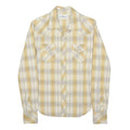TRUE RELIGION Womens Beige & Cream Plaid Shirt S Western Style Cotton Blend Snap