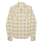 TRUE RELIGION Womens Beige & Cream Plaid Shirt S Western Style Cotton Blend Snap