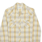 TRUE RELIGION Womens Beige & Cream Plaid Shirt S Western Style Cotton Blend Snap