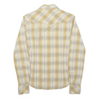 TRUE RELIGION Womens Beige & Cream Plaid Shirt S Western Style Cotton Blend Snap