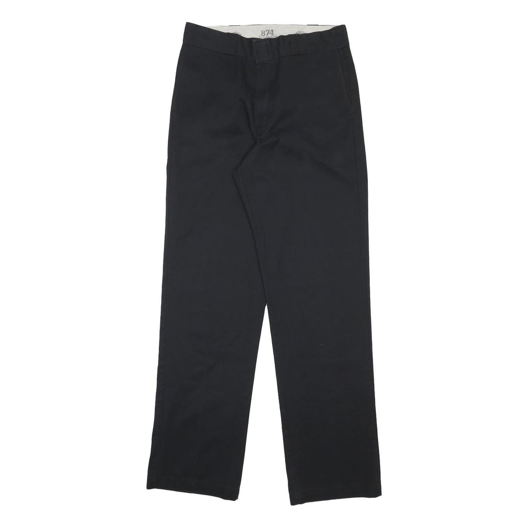 DICKIES Mens Cotton Blend Black Regular Straight Trousers W29 L34 Workwear Zip