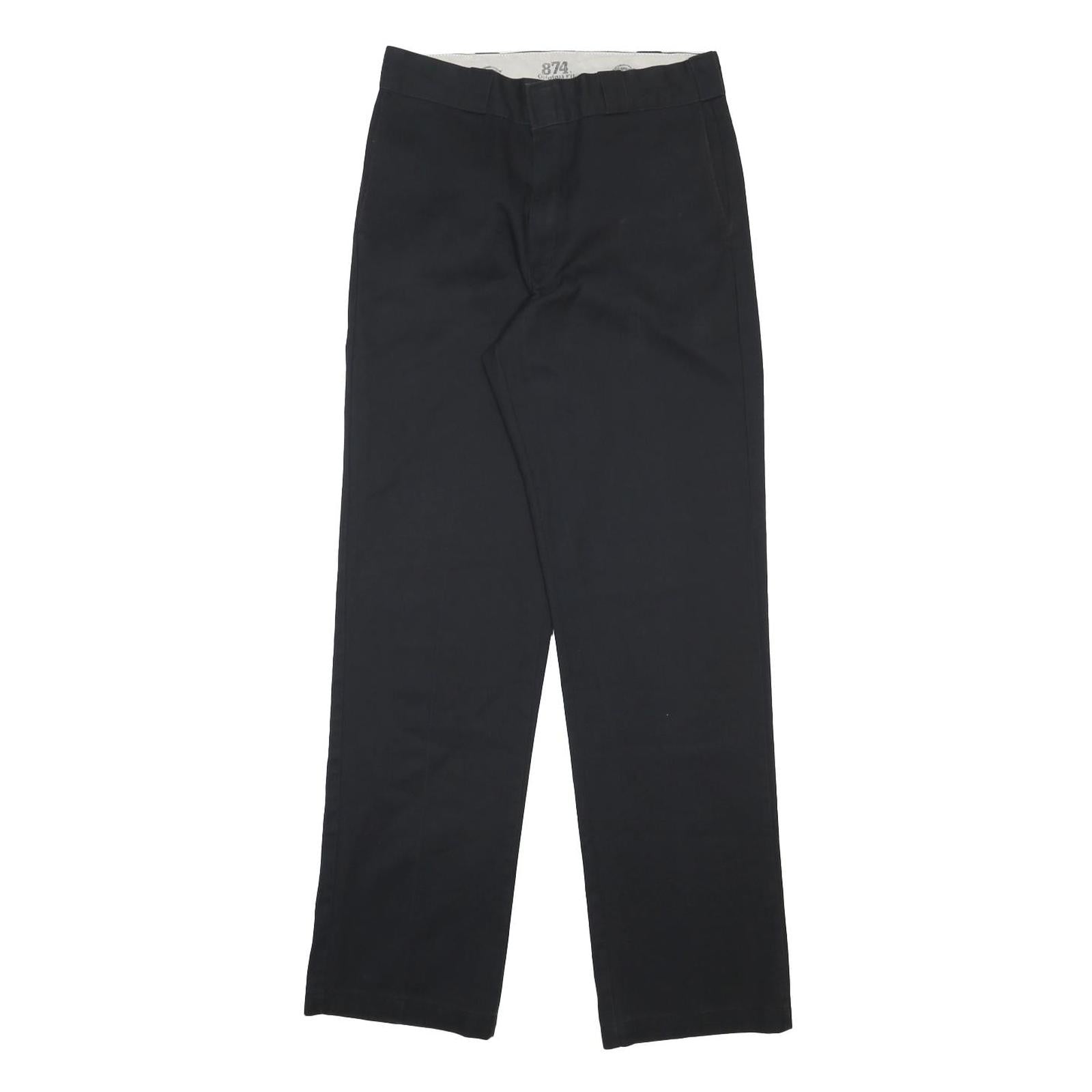 DICKIES Mens Cotton Blend Black Regular Straight Trousers W29 L34 Workwear Zip