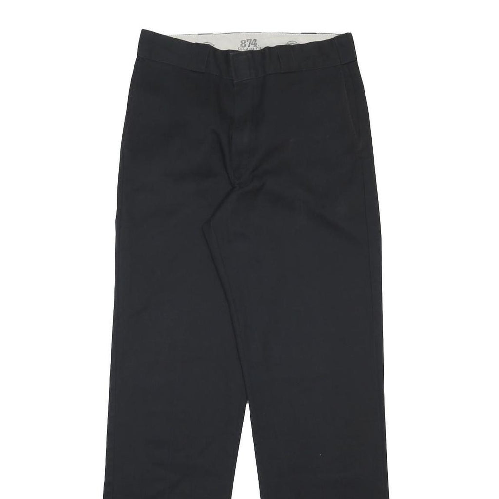 DICKIES Mens Cotton Blend Black Regular Straight Trousers W29 L34 Workwear Zip