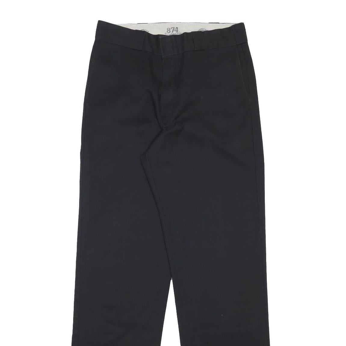 DICKIES Mens Cotton Blend Black Regular Straight Trousers W29 L34 Workwear Zip
